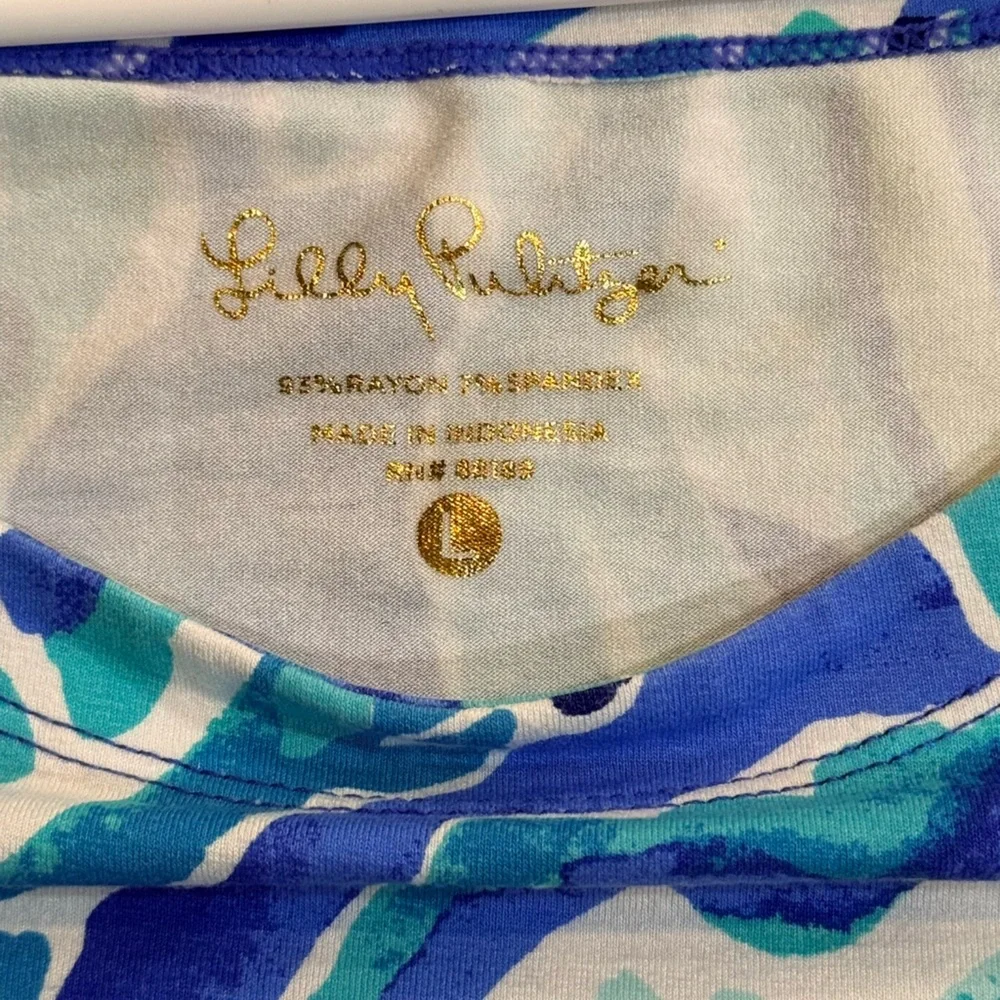 Women’s LILLY PULITZER UPF 50+ Sophie Ruffle sleeve Dress- Beckon blue. Size L - Picture 5 of 7